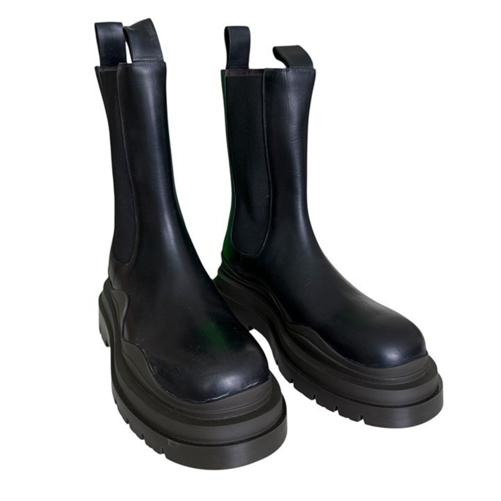 Bottega Veneta Military Calf Black Leather Brown & Black Tire Boot 630284 (44)